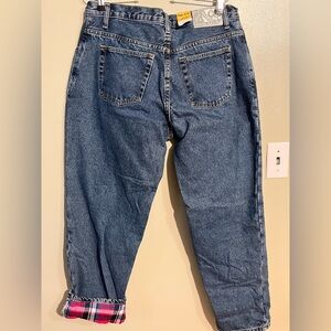 Full Blue Vintage  Blue Denim Jeans Flannel Lined Cotton Relaxed 14 NWT